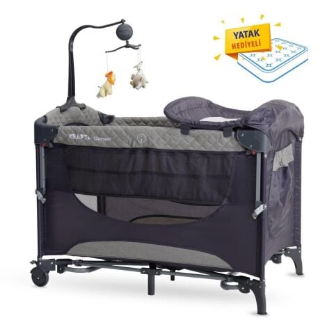 KRAFT DENVER PR ANNE YANI OYUN PARKI 63*105 YATAK HEDİYELİ GREY 2025