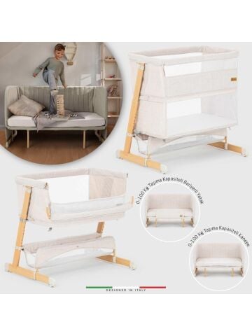 ELELE LETTİNO 4İN1 XL BÜYÜYEBİLEN ANNE YANI BEBEK BEŞİK PARK YATAK 0-100 KG BEJ