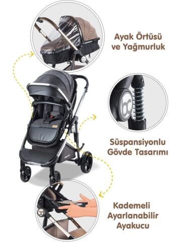 BABYCARE 440 COLARADO CHROME TRAVEL BEBEK ARABASI-SİYAH 2024 S