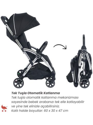 MERKÜR BEBE RUBY KABİN BOY BEBEK ARABASI -SİYAH 2025
